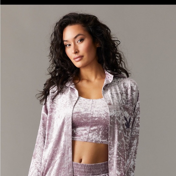 NWT Ladies Playboy Purple Crushed Velour Shacket velvet soft feel brand new Soft - Picture 1 of 12